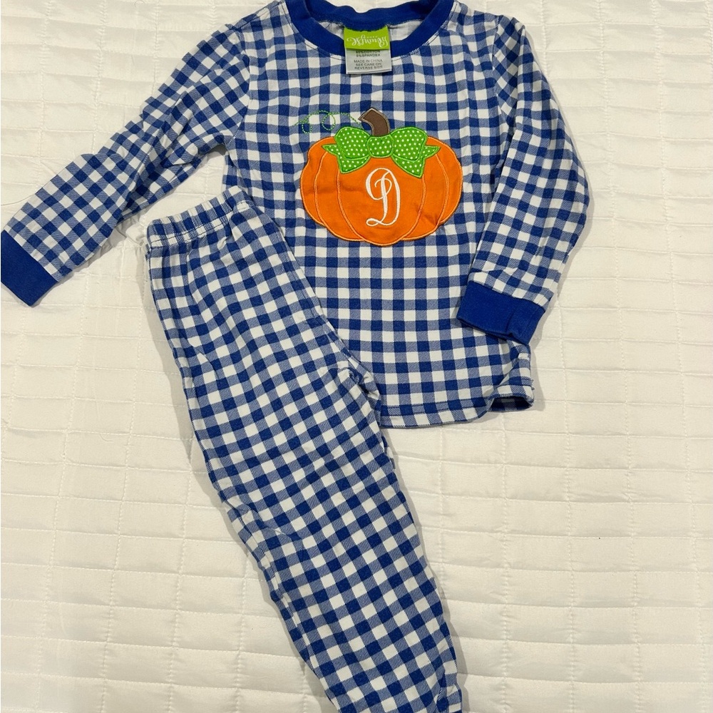 Classic Whimsy Pumpkin Pajamas with “D” monogram